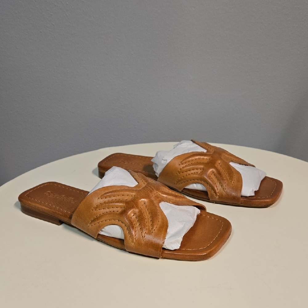 Seychelles Leather Slide Sandals Madhu Tan W6.5
